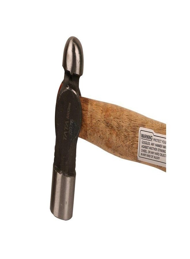 Tata Agrico Ball Pein Hammer 500g | Drop Forged Steel Head with Wooden Handle | Professional Hand Tool for Garage, Home & Industrial Use